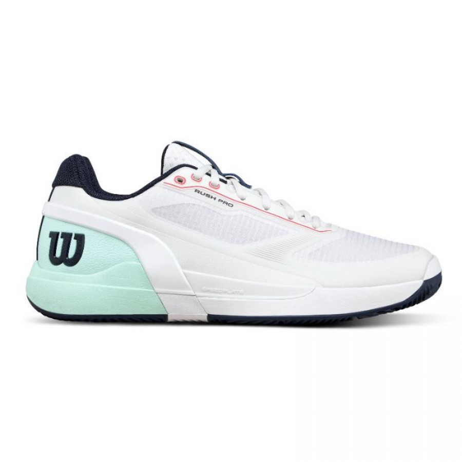 Zapatillas Wilson Rush Pro 5 Clay Blanco Aguamarina